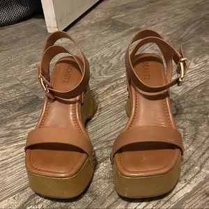 Schutz Lansy Leather Mary Jane Platform Wedge Sandal